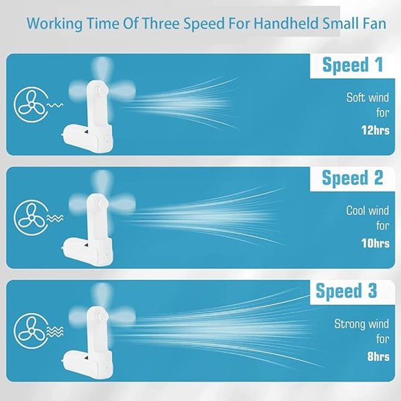 Green Portable Small Pocket Fan Rechargable - Picture 3 of 6